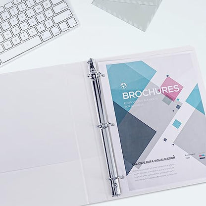 3 Ring Binder 1 Inch, ViVin Sturdy 1"-Slant D Ring Binder with 2 Interior Pockets, Clear View Cover, PVC-Free, Fits 225 Sheets of US Letter Size Paper (8 Pack, White) - color: White, size: 1 Inch, style: 8 Pack