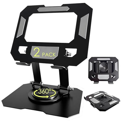 2 Pack Tablet Stand for iPad, 360° Rotating Desktop Holder, Carbon Steel Adjustable Foldable Desk Holder, for iPad Pro Air Samsung, for 4" -13" Tablets, Portable Home/Office, Upgraded - Black - size: Black-2 PACK
