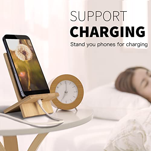 Healfyya Bamboo Tablet Holder - Adjustable Folding iPad Stand with Charge Port for Desk or Cooking - color: Phone Stand