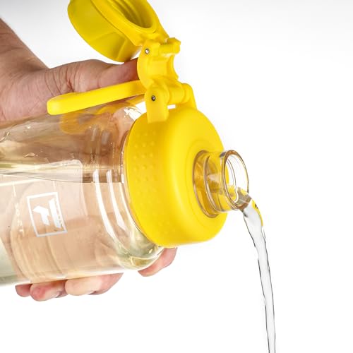 Fanhaw 32 oz Clear BPA-Free Tritan Water Bottle with Fast-Flow Spout Lid, BPA-Free & Leak-Proof Wide-Mouth Reusable Bottle for Gym, School & Office, Back to School Essentials (Imperial Yellow) - color: Imperial Yellow, style: 32 Ounces