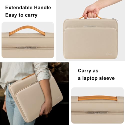 DOMISO 360 Protective Laptop Sleeve 15.6 inch Laptop Case with Handle Laptop Carrying Case for 15 inch MacBook Air/Pro Laptop Case 15.6 inch Compatible with MacBook Air 15 inch M3 2024,Beige - color: Beige, size: 15-15.6 inch