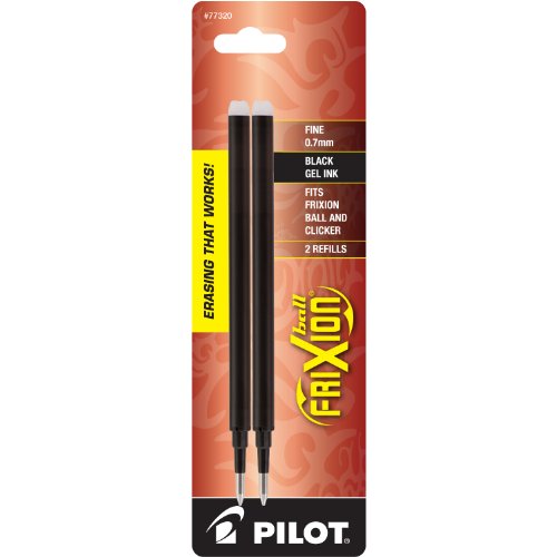 PILOT FriXion Gel Ink Refills for Erasable Pens, Fine Point, Black Ink, 2-Pack (77320)