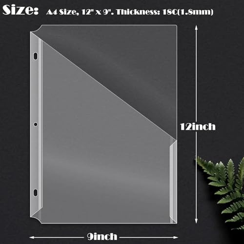 OEBSR 30Pack 3 Hole Punch Clear Plastic Document Folders,Organized Up Poly Translucent Slash Slash File Jacket US Letter/ A4 Size 18C(1.8mm),L-Tape Transparent Document Folders Copy Safe Pockets