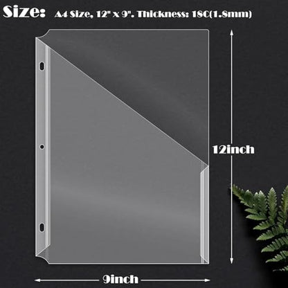 OEBSR 30Pack 3 Hole Punch Clear Plastic Document Folders,Organized Up Poly Translucent Slash Slash File Jacket US Letter/ A4 Size 18C(1.8mm),L-Tape Transparent Document Folders Copy Safe Pockets