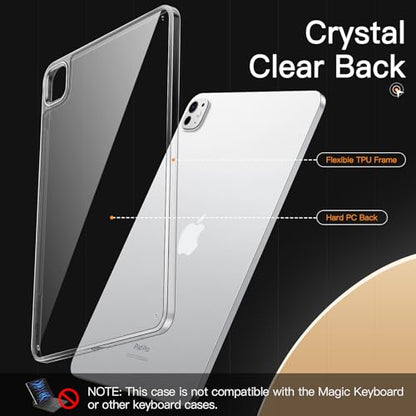 JETech Clear Case for iPad Pro 11-Inch M5/M4 2025/2024 (6th/5th Generation), Anti-Yellowing Transparent Shockproof Slim Tablet Back Cover with Hard PC Back and Soft TPU Bumper - size: iPadPro11(2025/2024)
