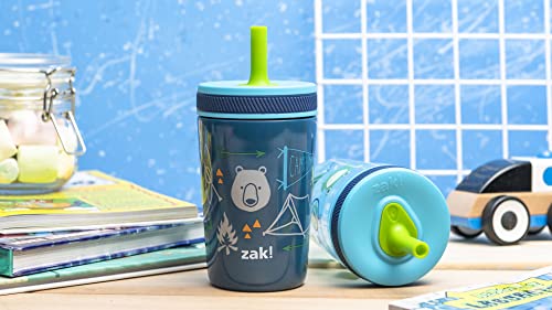 Zak Designs Campout and Camping Kelso Tumbler Set, Leak-Proof Screw-On Lid with Straw, Bundle for Kids Includes Plastic and Stainless Steel Cups with Bonus Sipper, 3pc Set, Non-BPA - color: Campout and Camping, size: 3 Piece Set (Pack of 1)