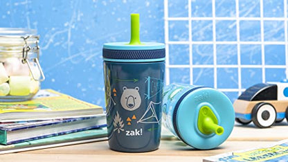 Zak Designs Campout and Camping Kelso Tumbler Set, Leak-Proof Screw-On Lid with Straw, Bundle for Kids Includes Plastic and Stainless Steel Cups with Bonus Sipper, 3pc Set, Non-BPA - color: Campout and Camping, size: 3 Piece Set (Pack of 1)