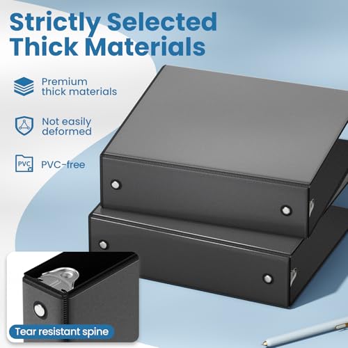 SUNEE 2 Inch Binders 3 Ring 4 Pack, PVC-Free Clear View 2" Binders (Fits 8.5x11 Inches) for School, Office & Home Use, Black - color: Black, size: 2 Inch, style: 4 Pack