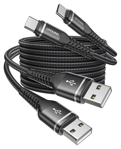 USB to USB C Cable Fast Charging 3FT, 2Pack USBA to USBC Cable for CarPlay | Android Auto, USB Type-C Cable Durable Braided iPhone USB C Cord for iPhone 17/16/15 Pro Max, Galaxy S26 and More-Black - color: Black, size: 3FT