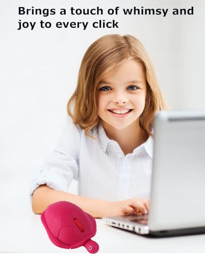 Wireless Mouse Cute Red Animal Turtle Design Silent Click Portable Lightweight USB Travel Optical Small Middle Hands Mice for PC/Laptop/Computer/MacBook Kids Girls Women Mother Office Shool Gift - color: Rose Red