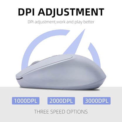 K06A Wireless Mouse,Bluetooth 5.1/5.0 + USB with USB Mini Receiver,Rechargeable Silent,Wireless BluetoothMouse 1000-1200-1600 DPI,5-Programmable Buttons,Compatible with PC,Mac, Laptop,Chromebook-Grey