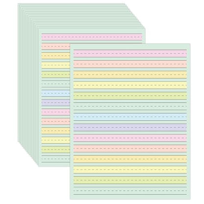 90 Sheets Ruled Writing Paper 8.5x11In Multi-Color Handwriting Paper Double-Sided Skip-A-Line Ruled Writing Practice Paper with 0.5" for Educational Kindergarten Primary Kid Toddler Child