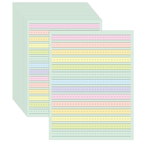 90 Sheets Ruled Writing Paper 8.5x11In Multi-Color Handwriting Paper Double-Sided Skip-A-Line Ruled Writing Practice Paper with 0.5" for Educational Kindergarten Primary Kid Toddler Child