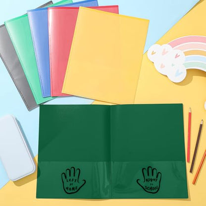 Henoyso 24 Pcs School to Home Folder with Pocket Plastic Heavy Duty Clipboard Folder with Clear Front Pocket Homework Take Home Folders for School Students Parent Teacher Communication(Dark Green) - color: Dark Green