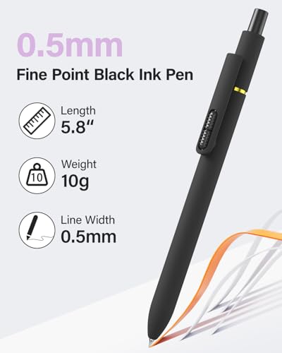 inkipen 8Pcs Gel Pens - 0.5mm Black Ink Pens Fine Point Smooth Writing, Quick Drying Retractable Pen for Journaling, Cute School & Office Supplies (Basic) - color: Basic