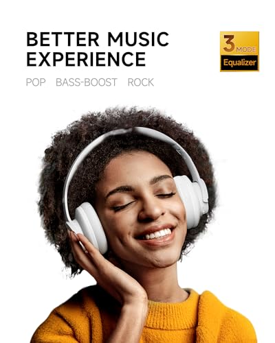 Picun B8 Bluetooth Headphones, 120 Hours Headphone Wireless Bluetooth, Hands-Free Calls, 3EQ & Game Mode, Foldable Headphones Over Ear for Travel Home Office Cellphone PC White - color: White