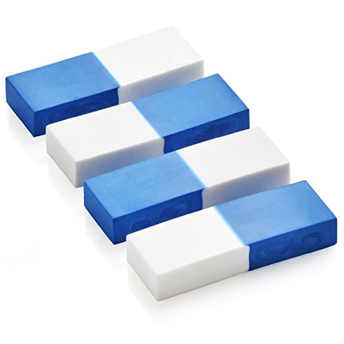 Emraw Two-Tone White & Blue Vinyl Soft Pencil Mark Eraser Rubber for School, Office, Home (8-Pack)