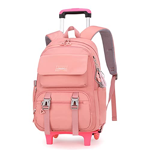 ZHANAO Rolling Backpack Luggage BookBag with Wheels Trolley Bag Wheeled Travel Backpack for Girls & Boys Trolley Bag - color: Pink, size: 2-wheel