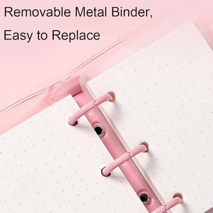 2PCS Mini School Supplies Mini 3 Ring Binder, Translucent PVC Mini Binder for Class Notes(Purple) - color: Purple