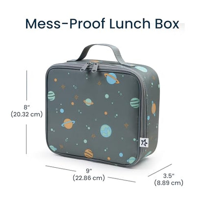 Tiny Twinkle Insulated Lunch Box for Girls and Boys | Durable and Reusable for School & Travel | Ages 3 and Up | Waterproof and Easy to Clean | PFAs and BPA Free（Space） - color: Space