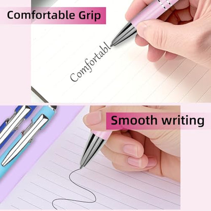 Ballpoint Pen Metal Soft Stylus Pen for Touch Screens，Retractable Tactile Turn Pen，Bulk Pens for Gifts Office Essentials，Medium Point，Black Ink (5 Pink) - color: 5 Pink