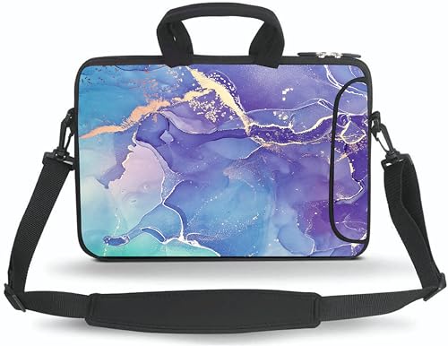 14 15 15.4 15.6 inch Laptop Shoulder Bag Messenger Bag Case Notebook Handle Sleeve Neoprene Soft Carring Tablet Travel Case with Accessories Pocket(Purple Marble) - color: Purple Marble, size: For 14" 15-15.6 Inches