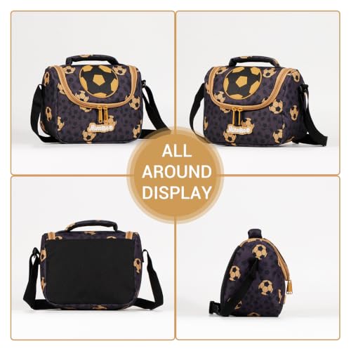 Insulated Lunch Bag for Kids Soft Bag Washable with Strap Reusable Toddler Lunch box School Supplies Food Carrier Snacks Picnic(Multi) - color: 1Soccer