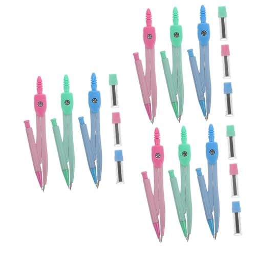VILLCASE 9sets Portable Geometry Compasses for Students Circle Drawing Tools Accurate Math Drawing Kit for Art Design and Geometry