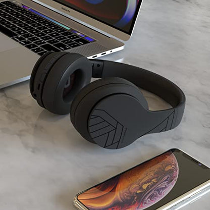 PowerLocus Wireless Bluetooth Headphones, Over Ear Headphones with Microphone, 50H Playtime, HiFi Stereo Sound, Deep Bass, Soft Earmuffs, Foldable Lightweight Headphones for Travel/PC/Cell Phone - color: Matt Black