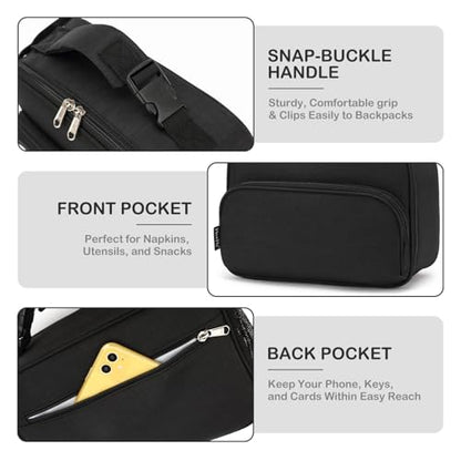 FlowFly Kids Lunch box Insulated Soft Bag Mini Cooler Back to School Thermal Meal Tote Kit for Girls, Boys,Black - color: Black
