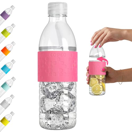 Copco Hydra 16.9 oz Water Bottle with Leak-Proof Lid - Tritan Reusable with Textured Grip Sleeve - BPA-Free, Shatter-Resistant, Dishwasher Safe for Travel, Gym, Work, Outdoors (Pink) - color: Pink, size: 16.9 Ounces