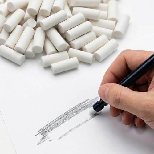 50 PCS Mechanical Pencil Eraser Refills, 4.5 * 12mm Traceless Refill Erasers for Mechanical Pencils, White Universal Erasers Replacement for Propelling Pencils Office Notebook