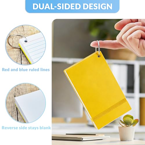NEEWAY Ruled Index Cards with Ring 3x5 Inches, 200 Count Note Cards Lined, Flash Cards with Rings for Studying, Home and Office (Yellow) - color: Yellow