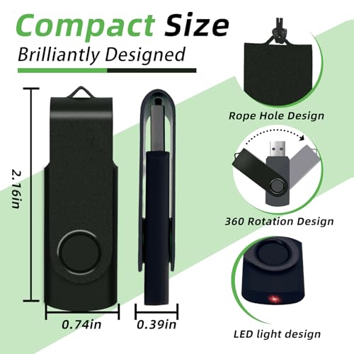20 Pack 128MB USB Flash Drive,USB 2.0 Thumb Drive with Some Lanyards, Bulk USB Drives,128MB 20pcs - color: Black-20PCS, size: 128MB