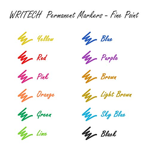 WRITECH Retractable Permanent Markers Assorted : Fine Point Marker Pen,12 Count