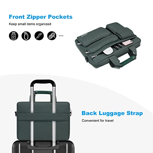 MOSISO Laptop Shoulder Bag 15.6 inch, 15-15.6 inch Computer Bag | Compatible with MacBook Pro 16 inch, HP, Dell, Lenovo with 2 Raised&1 Flapover&1 Horizontal Pocket&Handle&Belt, Emerald Green - color: Emerald Green, size: 16 inch