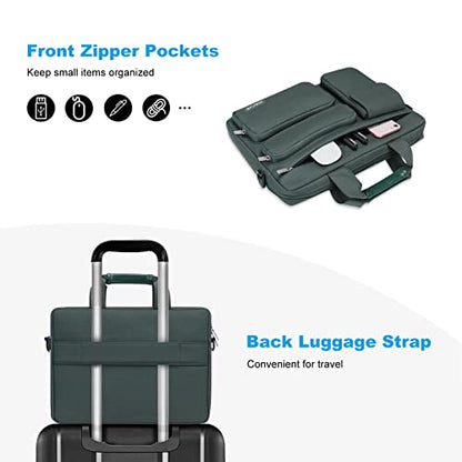 MOSISO Laptop Shoulder Bag 15.6 inch, 15-15.6 inch Computer Bag | Compatible with MacBook Pro 16 inch, HP, Dell, Lenovo with 2 Raised&1 Flapover&1 Horizontal Pocket&Handle&Belt, Emerald Green - color: Emerald Green, size: 16 inch