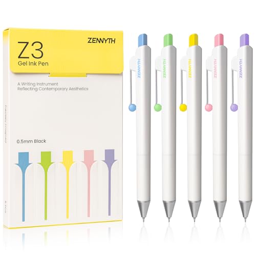 YOXMJDB Gel Pens, 5 Pcs 0.5mm Black Ink Fine Point Pens Quick-Drying Retractable Pens with Diamond-Shaped Barrel, Smooth Writing Pens for Journaling & Note Taking (5 Pcs Z3 White) - color: 5 Pcs Z3 White