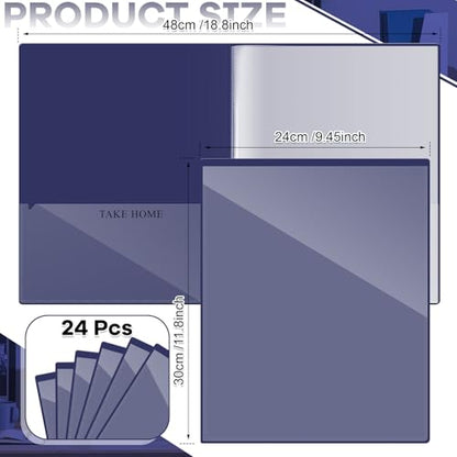 Henoyso 24 Pcs School and Home 2 Pocket Folders with 4 Clear Inner Pockets Plastic Heavy Duty Homework Folders Parent Teacher Communication for Student Home Office Classroom,11 x 9 Inch (Navy Blue) - color: Navy Blue