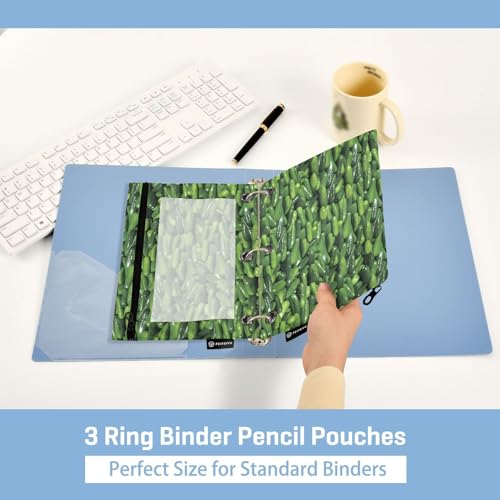 2 Pack 3 Ring Binder Pencil Pouch Dill Pickles Pencil Case Pencil Bags with Zipper, Clear PVC Binder Pockets for Office Daily Supplies - color: Color 20