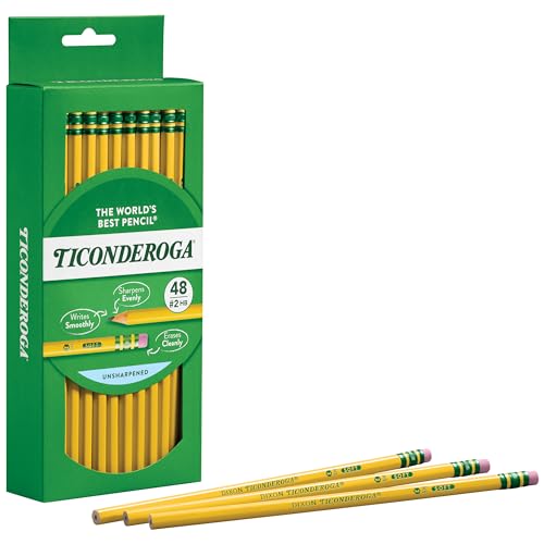 TICONDEROGA Wood-Cased Pencils, Unsharpened, 2 HB Soft, Yellow, 48 Count, 240 Packs, 11520 Total Pencils - size: 288 Count (Pack of 240), style: Pack
