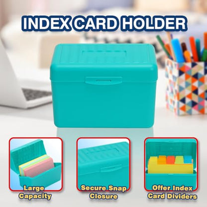 H4D Index Card Holder 4x6 Inches with 25 Plastic Dividers, Teal - color: Teal, size: 4x6 inch