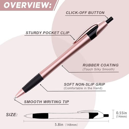 Pens Bulk, 60 Pack Gripped Slimster Ballpoint Pens -Luxe Metallic | Black Ink 1.0mm No Bleed No Skip Smooth Writing, Aesthetic Office Pens for Teacher Student, Front Desk & Corporate Gifting - style: Metallic