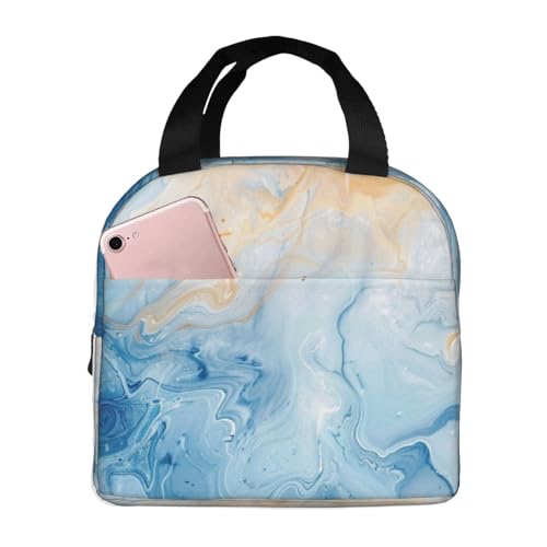 Lunch Bag Blue Marble Pastel Insulated Lunch Box Cooler Tote for Adults Student Boys Girls Women Men Work Office School Picnic Beach Reusable Lunchbox - color: B036
