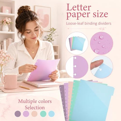 5 Pcs Discbound Dividers with Pockets and Tabs 11" x 9.5" Disc Notebook Binder Inserts Plastic Index Dividers Blank Index Divider for Planner Folder Office School (11 Holes)