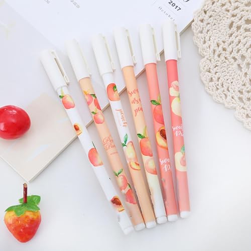 6pc-0.5mm Creative Peach Neutral Pen Full Needle Black Quick Drying Neutral Pen-Style mix hair