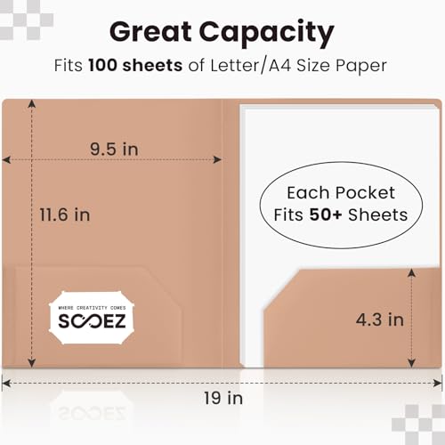 Sooez 6Pack Folders with Pockets, Pocket Folders with Extra Labels, Plastic Folders with Pockets, 2 Pocket Folders Bulk, Heavy Duty File Folders, School Folders Business Folder Office Filing Supplies - color: Green Colors