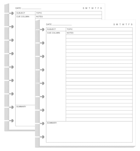 (2-Pack) Classic Size Cornell Notes Filler Paper - 9 Disc Discbound Cornell Notes Loose Leaf Paper for Happy Planners, 100 Sheets/200 Pages, 7" x 9.25" - size: 2-Pack, style: 9-Disc/Classic Size