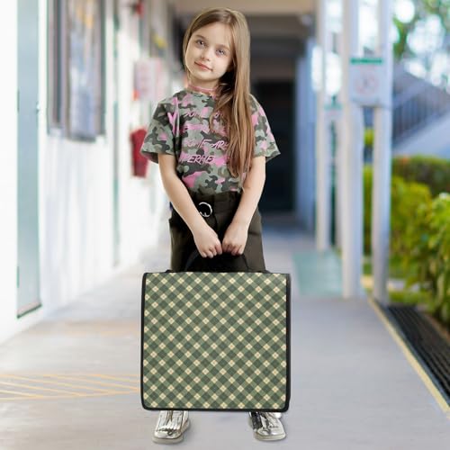 Olive Green Zipper Binder 3 Ring Binder with Zipper 1.5 Inch Shoulder Strap & Handle Binders Organizer Bag Gingham - color: Olive Green