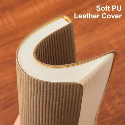 Lined Journal Notebook for Work College Ruled Note Book7.2" x 9.6" B5 PU Leather Daily Journaling 160 Pages for Women Men Writing Home School Supplies Business (Khaki) - color: 01-Khaki-1pack, style: B5 Lined 160pages